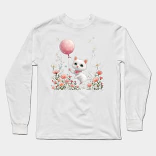 Kitten's Balloon Garden Long Sleeve T-Shirt